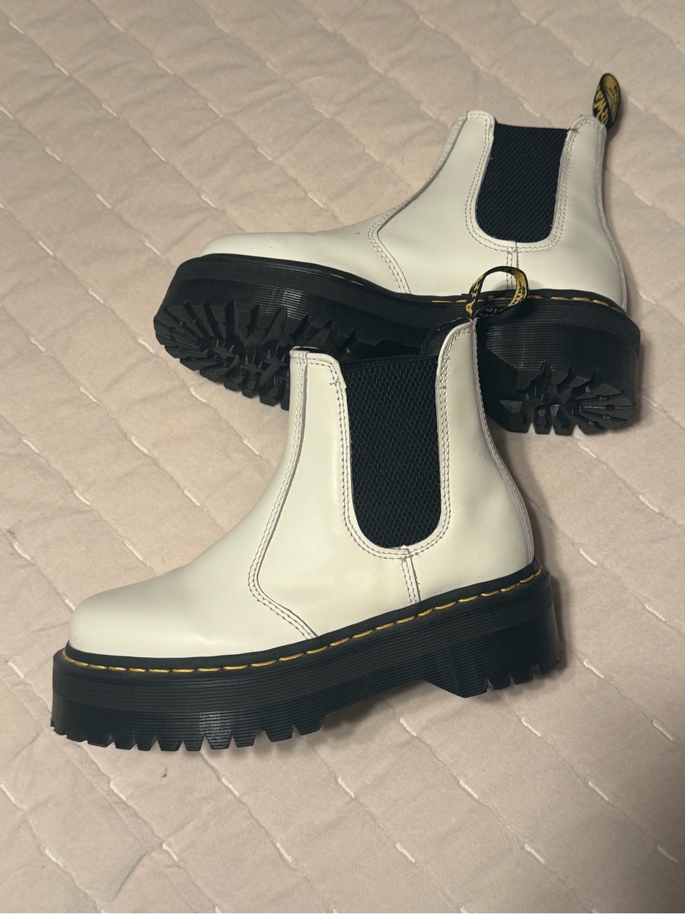 Dr. Martens White Chelsea Lug Sole Boots